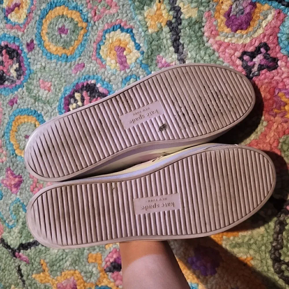 Kate Spade Sandy Leather Slip On Sneakers White Purple 7.5